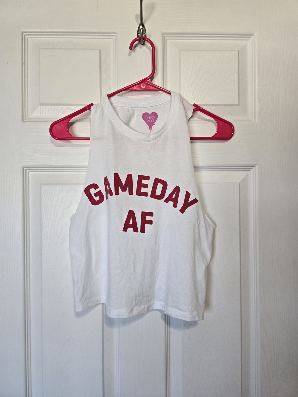 Buddy Love White Tank Top with Red "GAMEDAY AF" Graphic